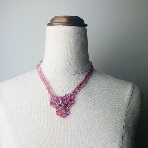 Hand made Cute little Pink Glass beaded Necklace - Picture 4 of 4